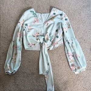 Floral Tie-Front Blouse